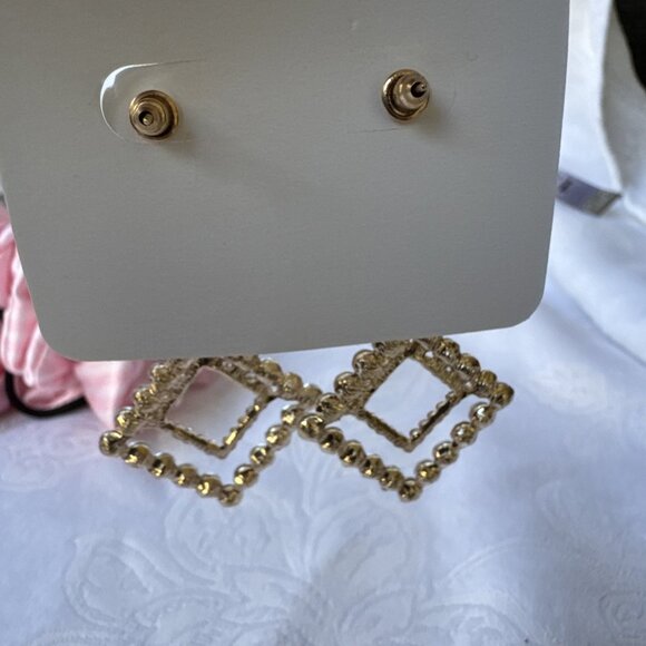 Mint Rhinestone Gold Dangle Drop CZ Triangles Earrings NEW - Picture 11 of 12